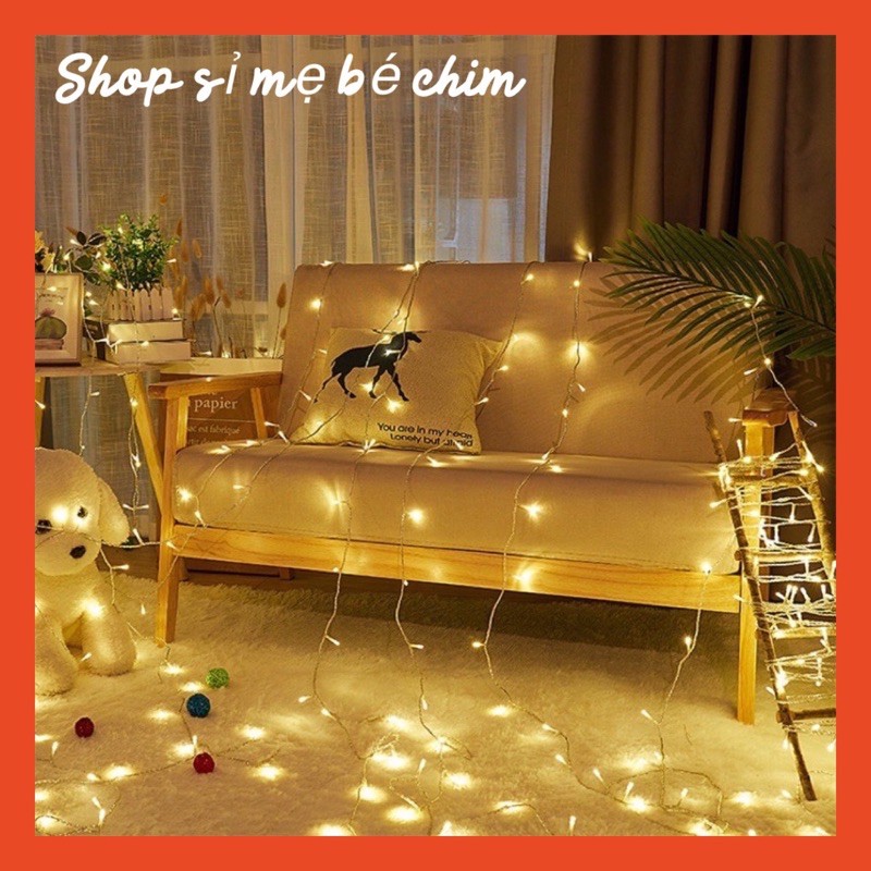 Cắm điện- Dây đèn led 10m 70 bóng đèn đom đóm chớp nháy trang trí tiệc lễ tết noel chân cắm tròn xịn