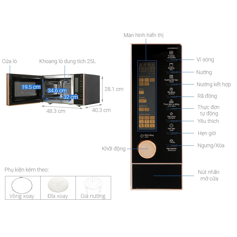 Lò vi sóng Electrolux 25L EMG25D89GGP có nướng