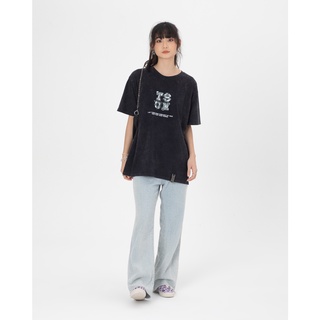 Áo Thun TSUN Broken Wash Xám - [UNISEX] - In Kéo Lụa