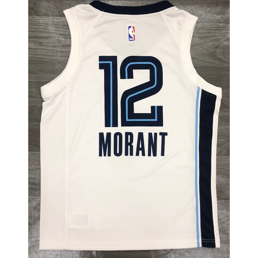 Áo thun thi đấu bóng rổ phiên bản cổ điển đội NBA Memphis Grizzlies Số 12 Morant màu trắng size lớn