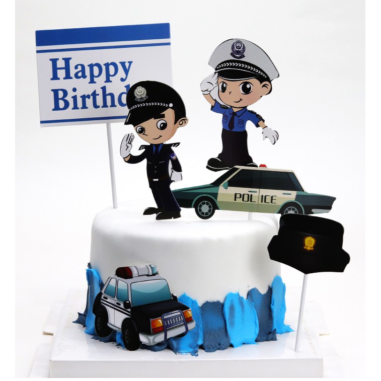 Phụ Kiện Trang Trí Bánh Kem Chủ Đề Cảnh Sát Dễ Thương