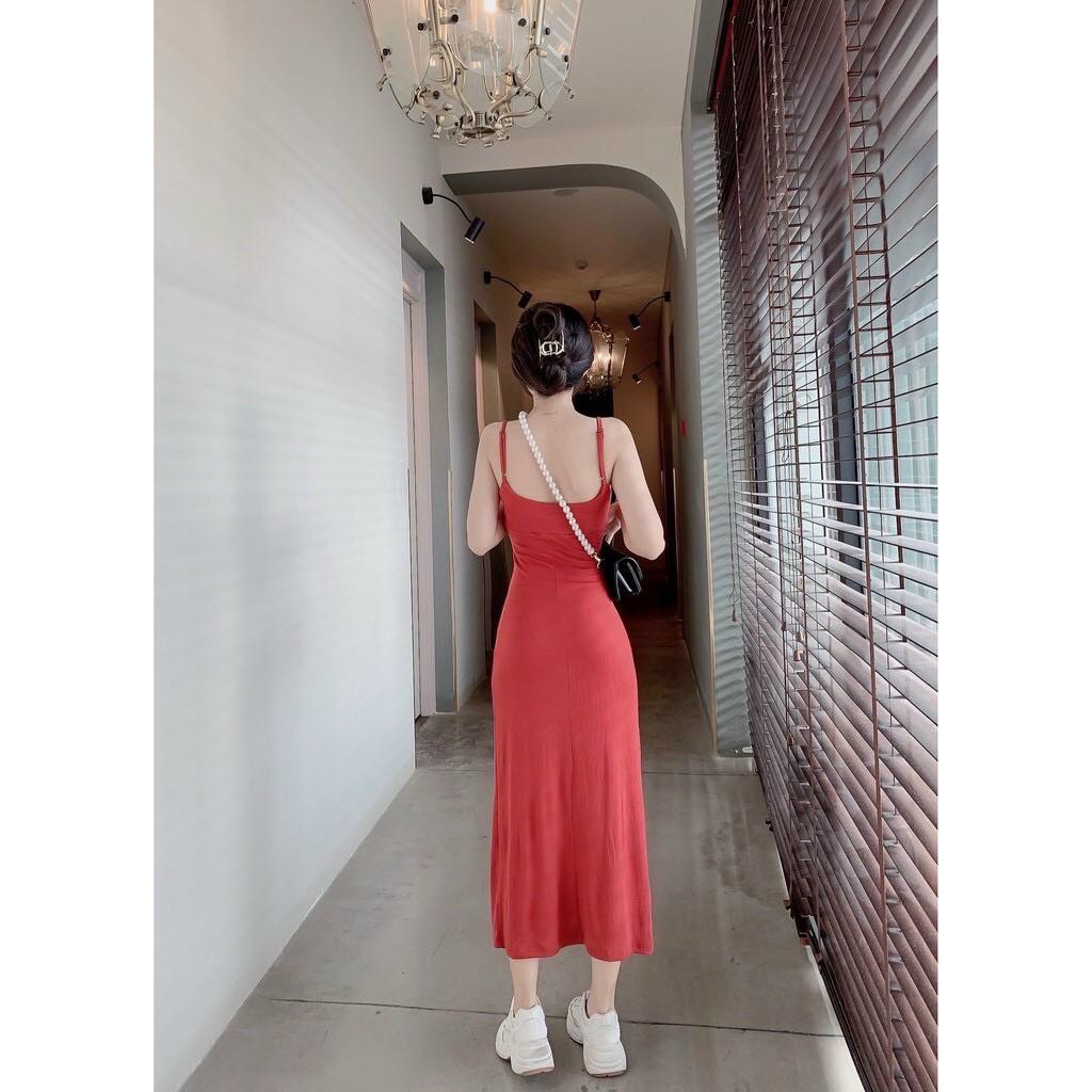 Đầm body xẻ tà có mút ngực, váy body tôn dáng BD001