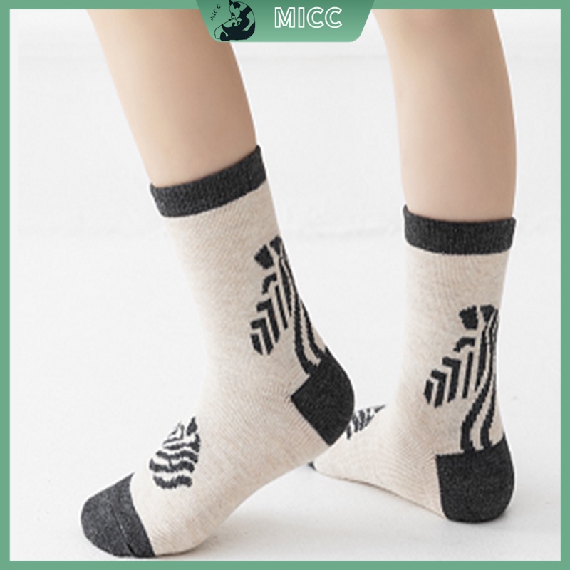 Set 5 Đôi Vớ Bằng Cotton Thoáng Khí In Họa Tiết Ngựa Vằn Hoạt Hình Độc Đáo Cho Trẻ Em 1-12 Tuổi