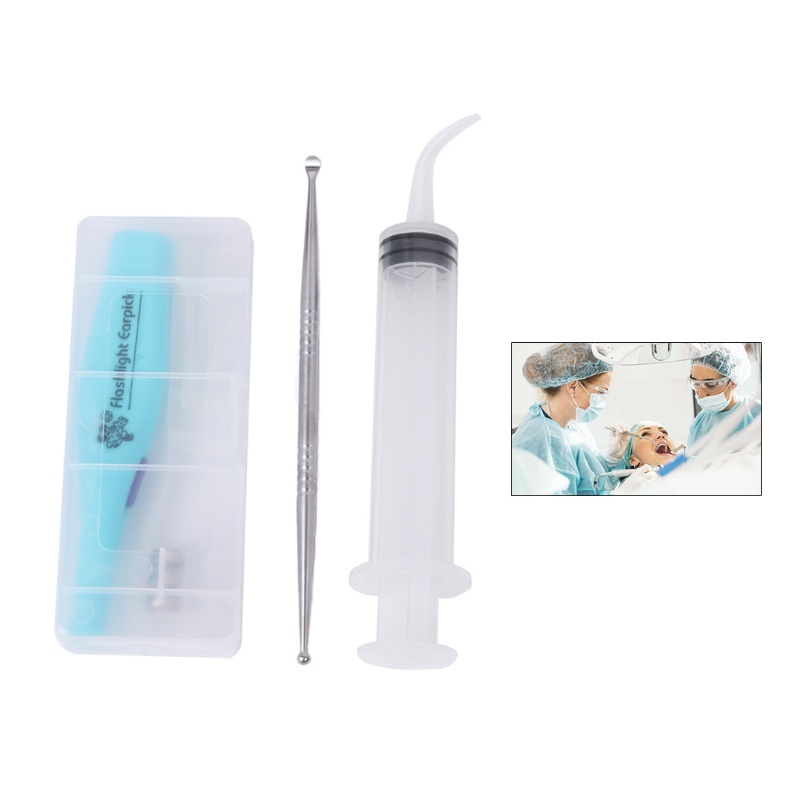 Bộ dụng cụ rút sỏi amidan với hộp đèn LED + ống tiêm tưới + dụng cụ cao cấp