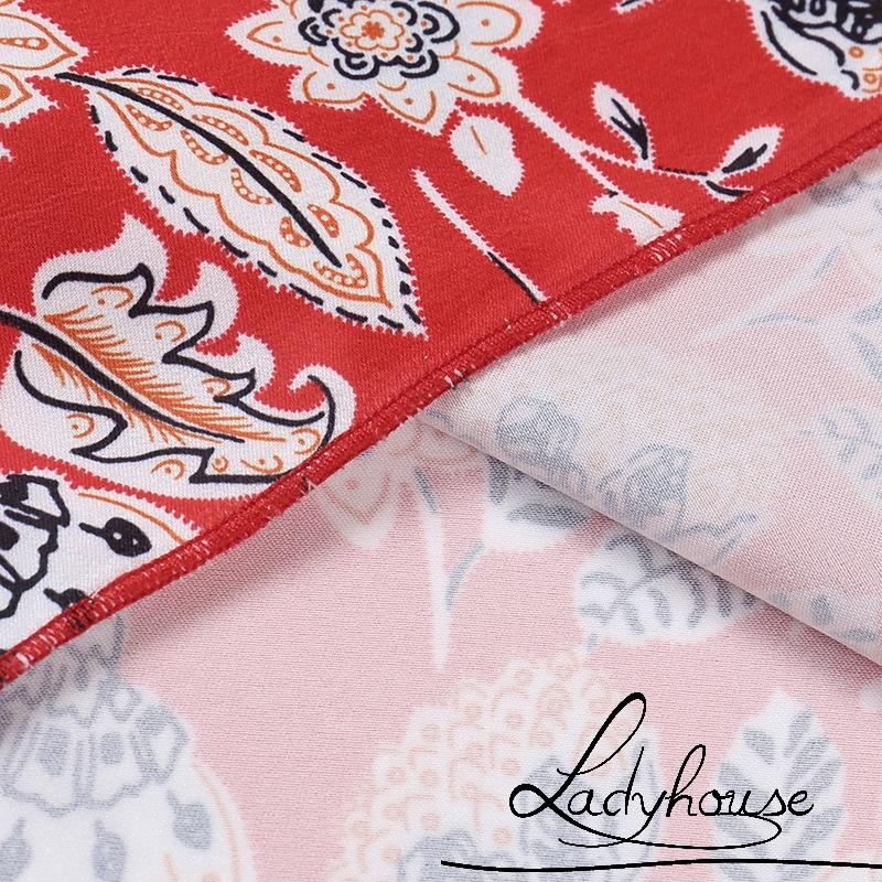 LD-Women´s Sling Long Dress, Floral Printed Hollow Out Backless Ring Connect Dress, Casual Simple One-Piece Clothes