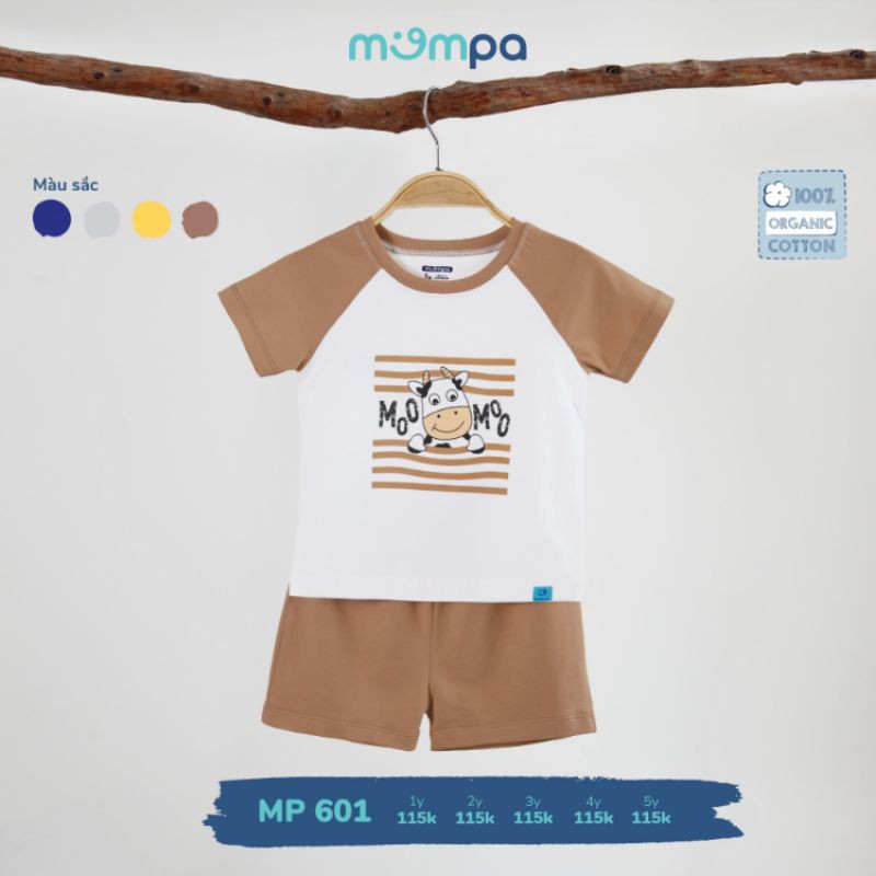 Bộ cộc tay cho bé trai-bé gái vải cotton organic Mompa MP511-601