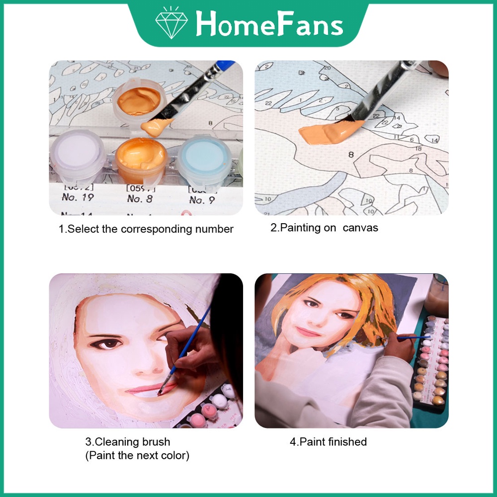 Bộ Tranh Sơn Dầu Trang Trí Nội Thất Hình Cô Gái Xinh Xắn 40x50