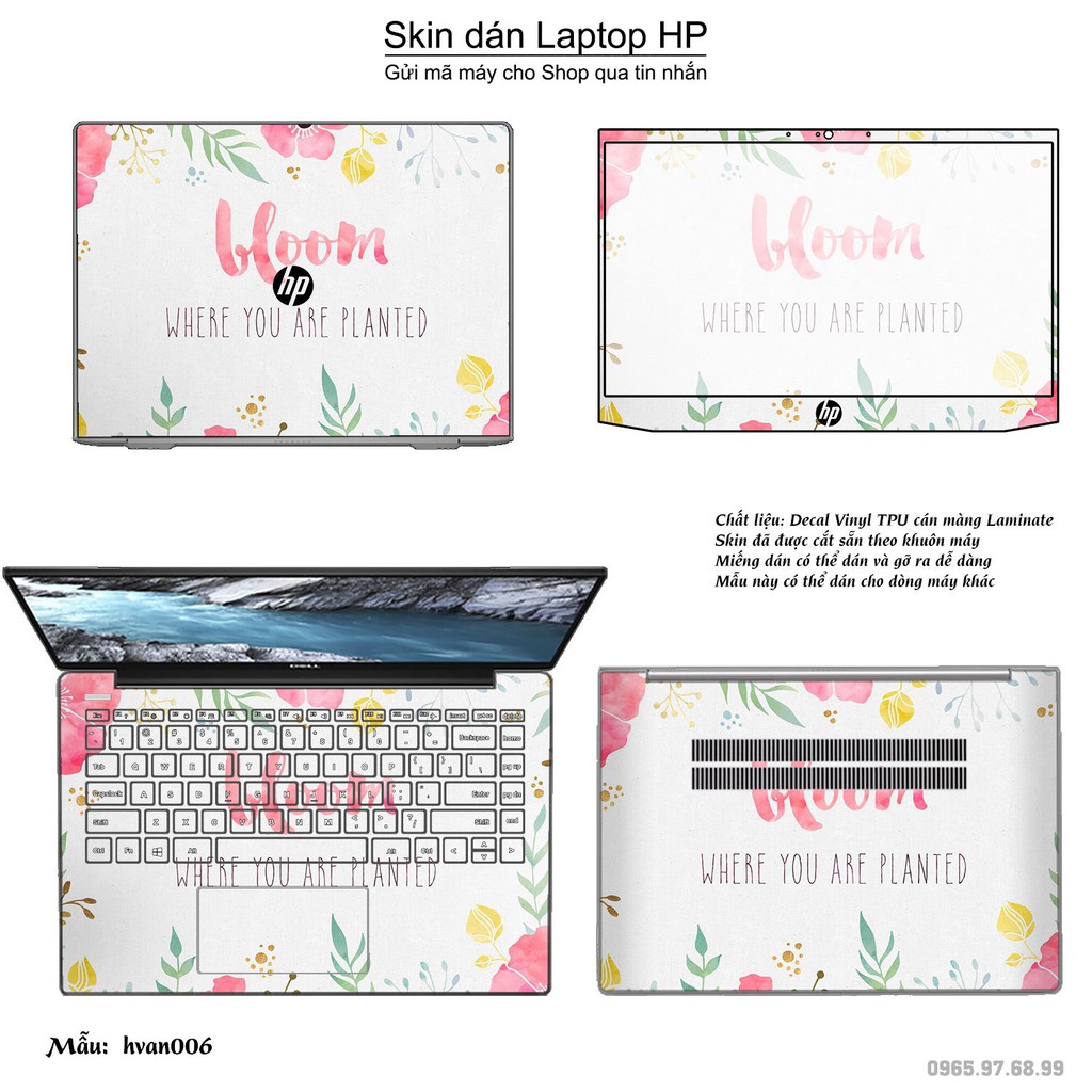 Skin dán Laptop HP in hình Hoa văn (inbox mã máy cho Shop)