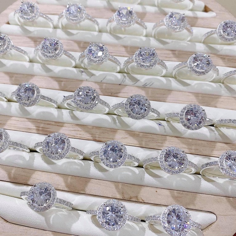 Nhẫn nữ bạc ta đá tròn dày dặn , sáng bóng - Vàng Bạc Khải Khải