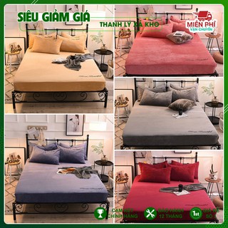 Bộ Drap Giường, Bộ Ga Giường Kèm 2 Vỏ Gối Nỉ Lông Tuyết Mùa Đông 2020