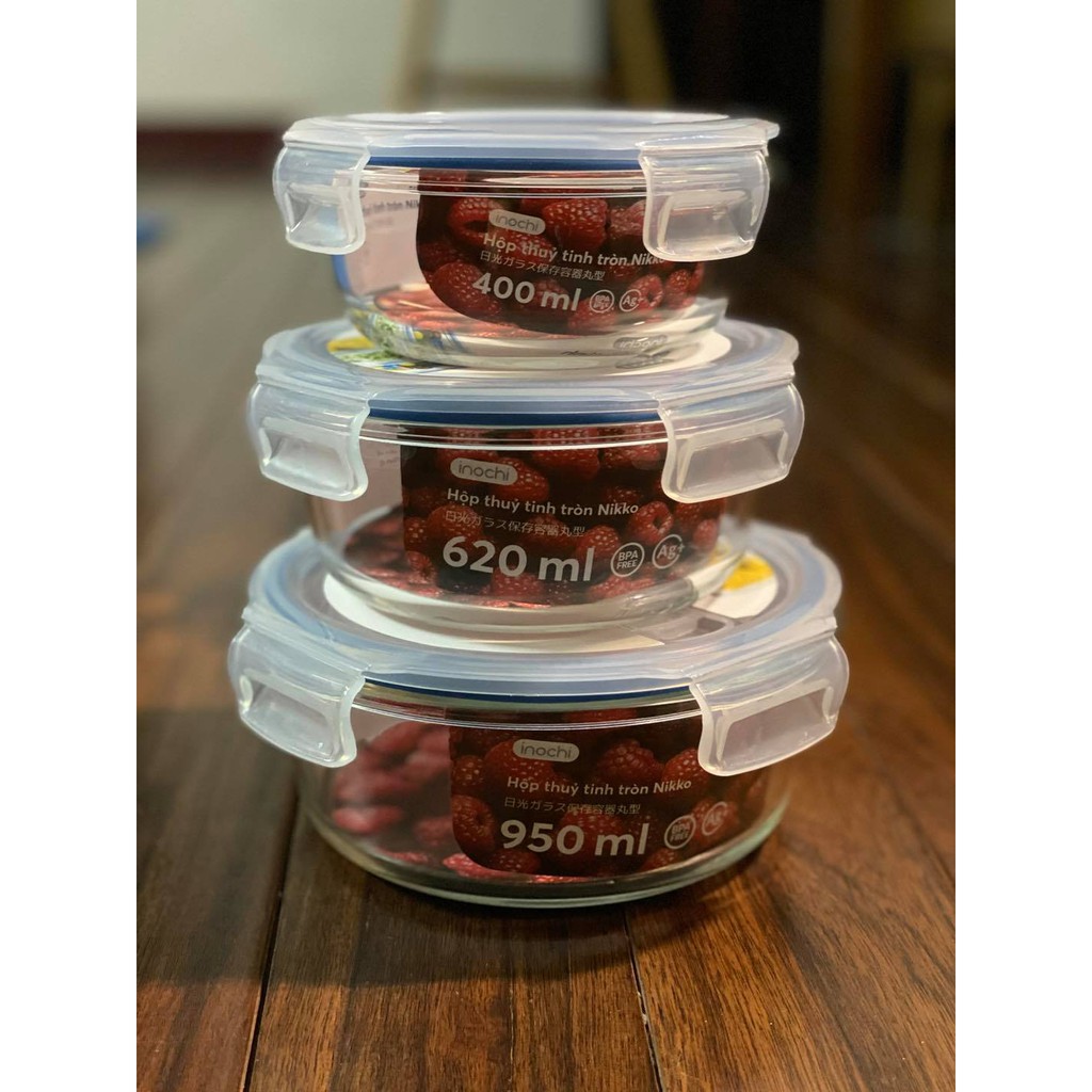 Combo 2 hộp thủy tinh chữ nhật inochi 370ml