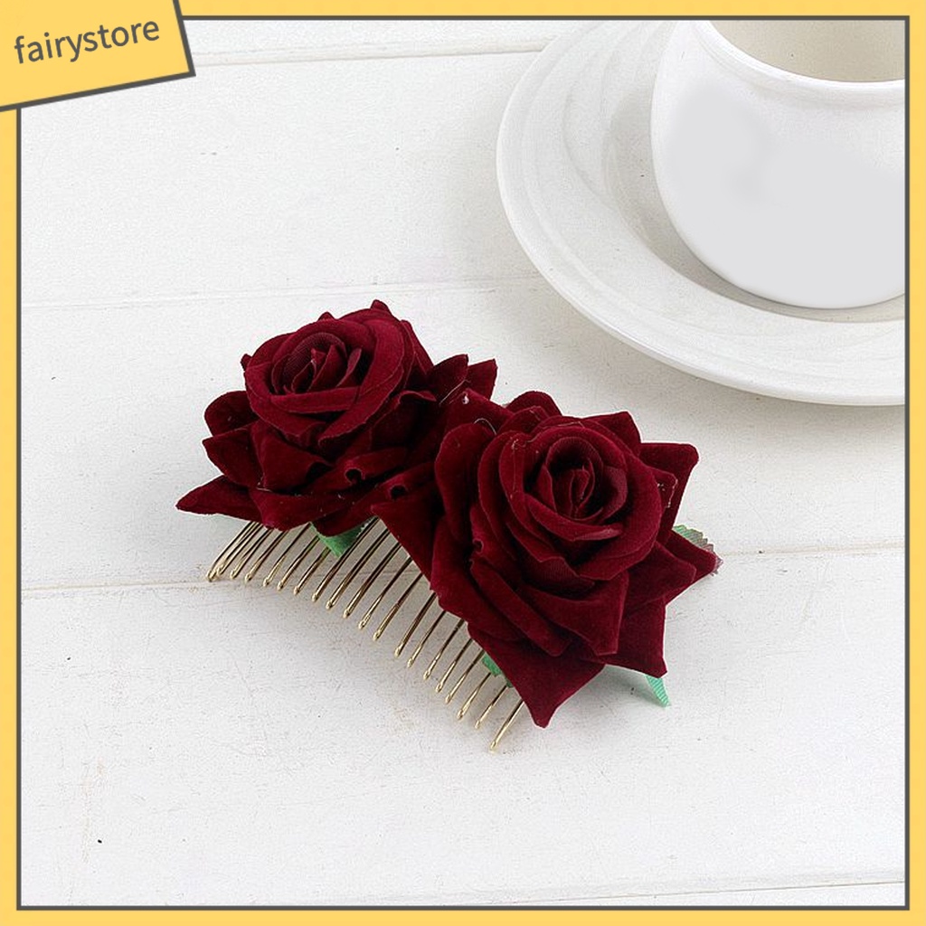 Lược Cài Tóc Hình Hoa Hồng Chống Trượt Trang Trí Cô Dâu