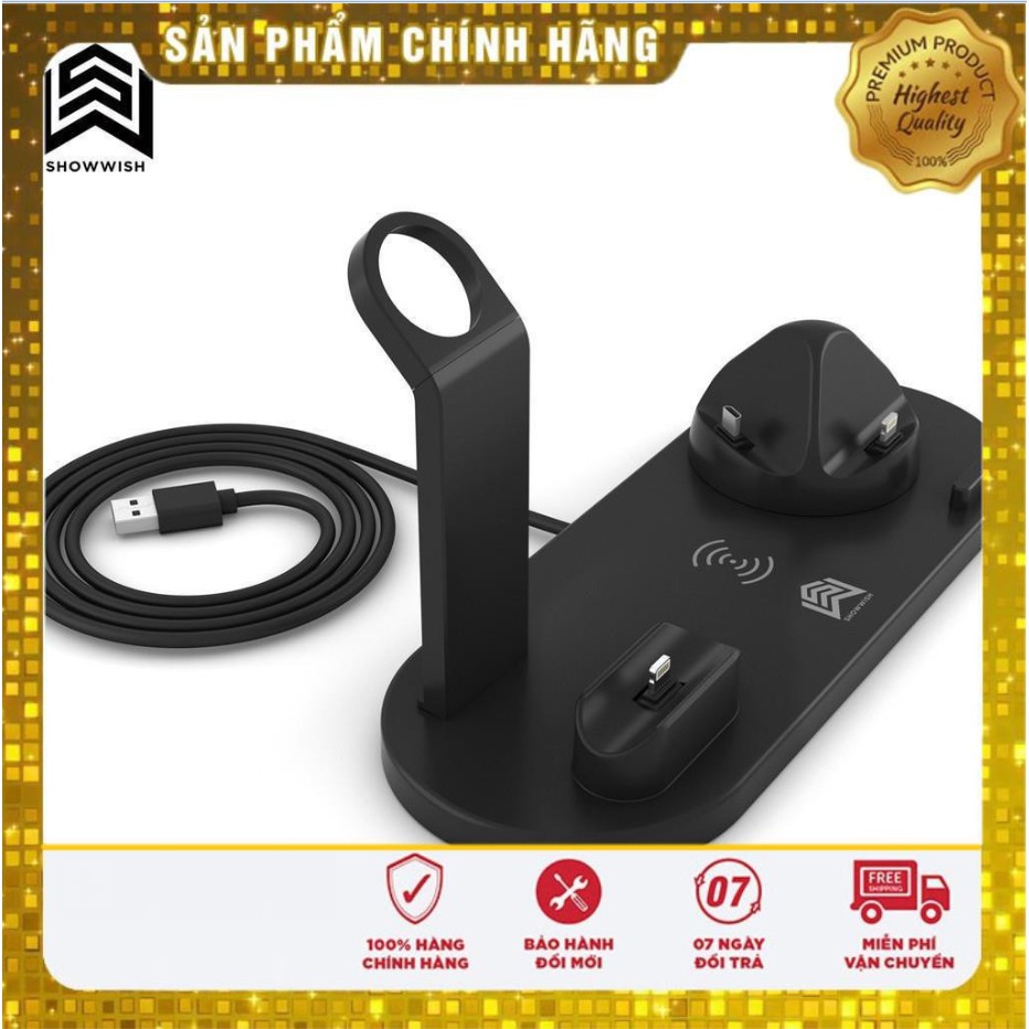 Đế sạc không dây 6in1 (sạc được Airpod Pro). Full box, Hàng Chính Hãng 100%