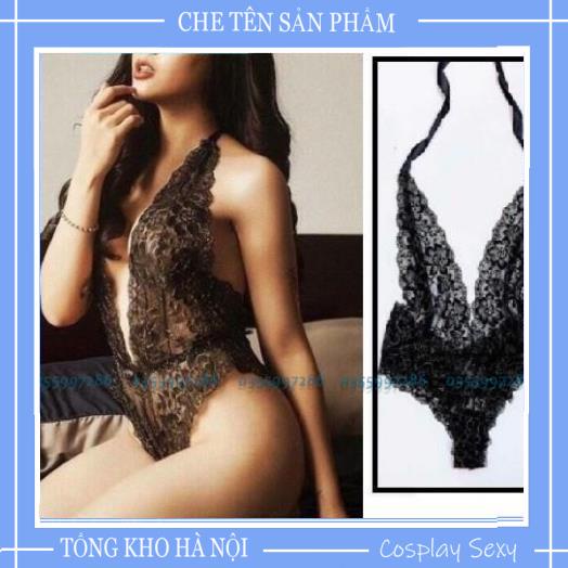 Bộ ngủ bodysuit ren hoa hở lưng gợi cảm - BDS700