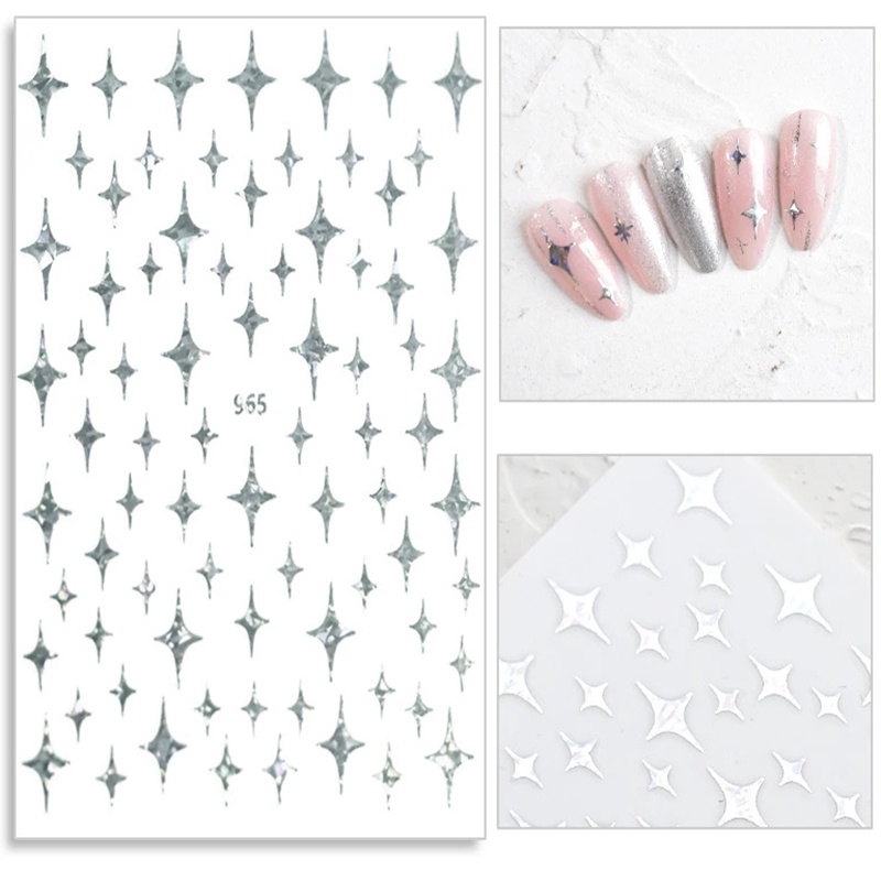 Miếng Dán Trang Trí Móng Tay Hình Ngôi Sao Vàng 3D Dễ Thương DIY