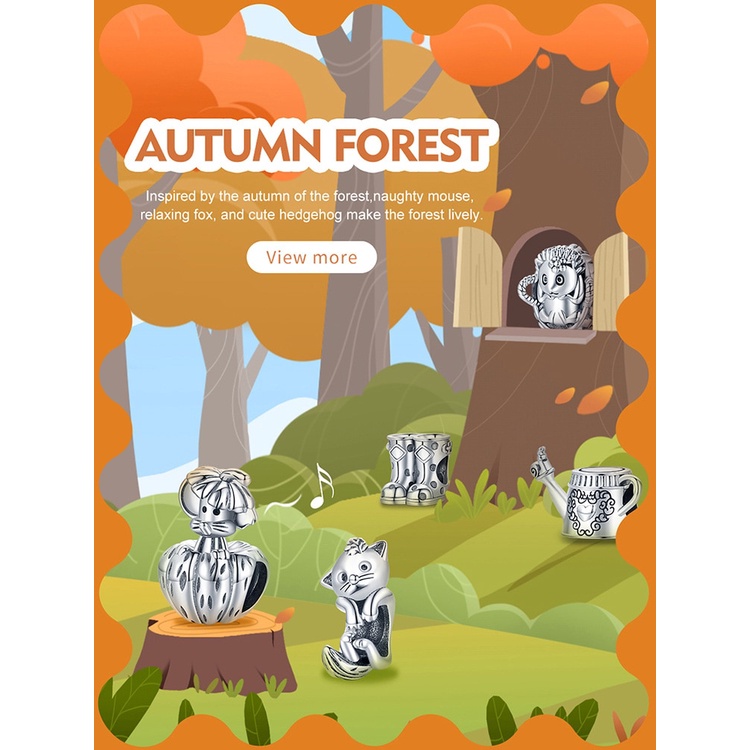 Hạt charm Bamoer SCC1923 dòng rừng mùa thu 100% bạc Sterling 925 dùng làm vòng tay thời trang