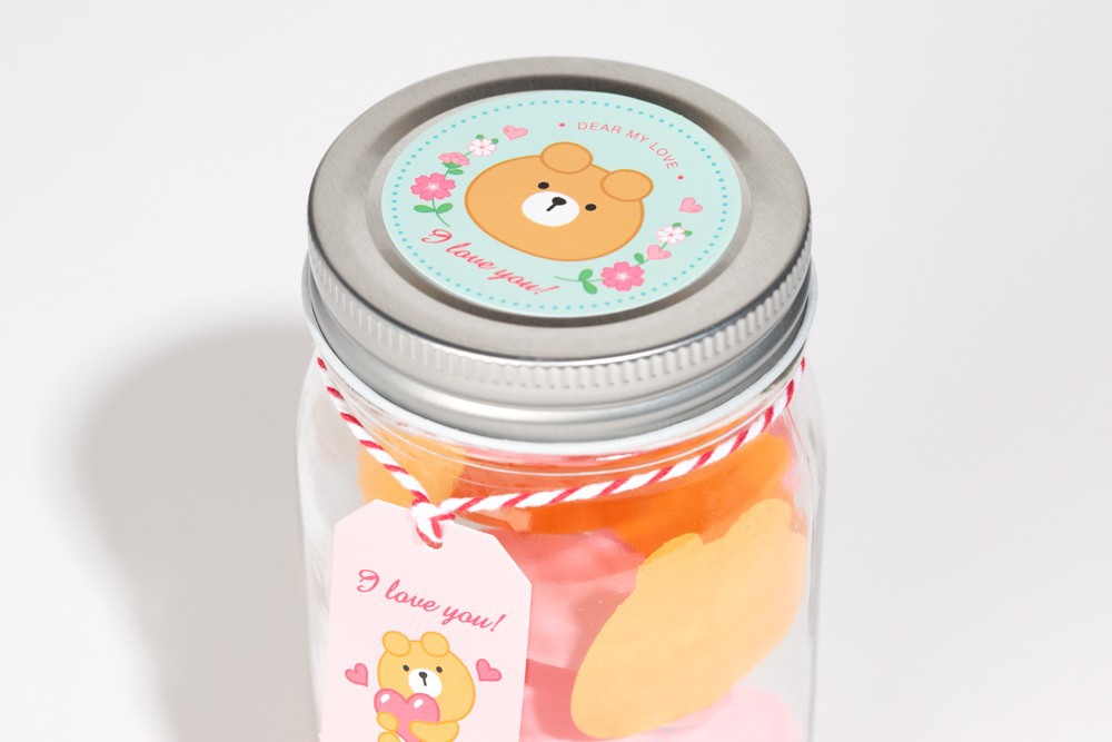 Lọ Thủy Tinh ARTBOX Hàn Quốc Đựng Giấy Viết Hình Gấu Oliver Và Trái Tim