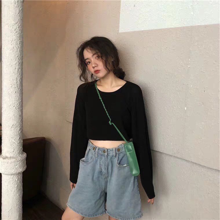 ÁO TAY DÀI CROPTOP FORM RỘNG CÁ TÍNH HÌNH THẬT UP Ở CUỐI