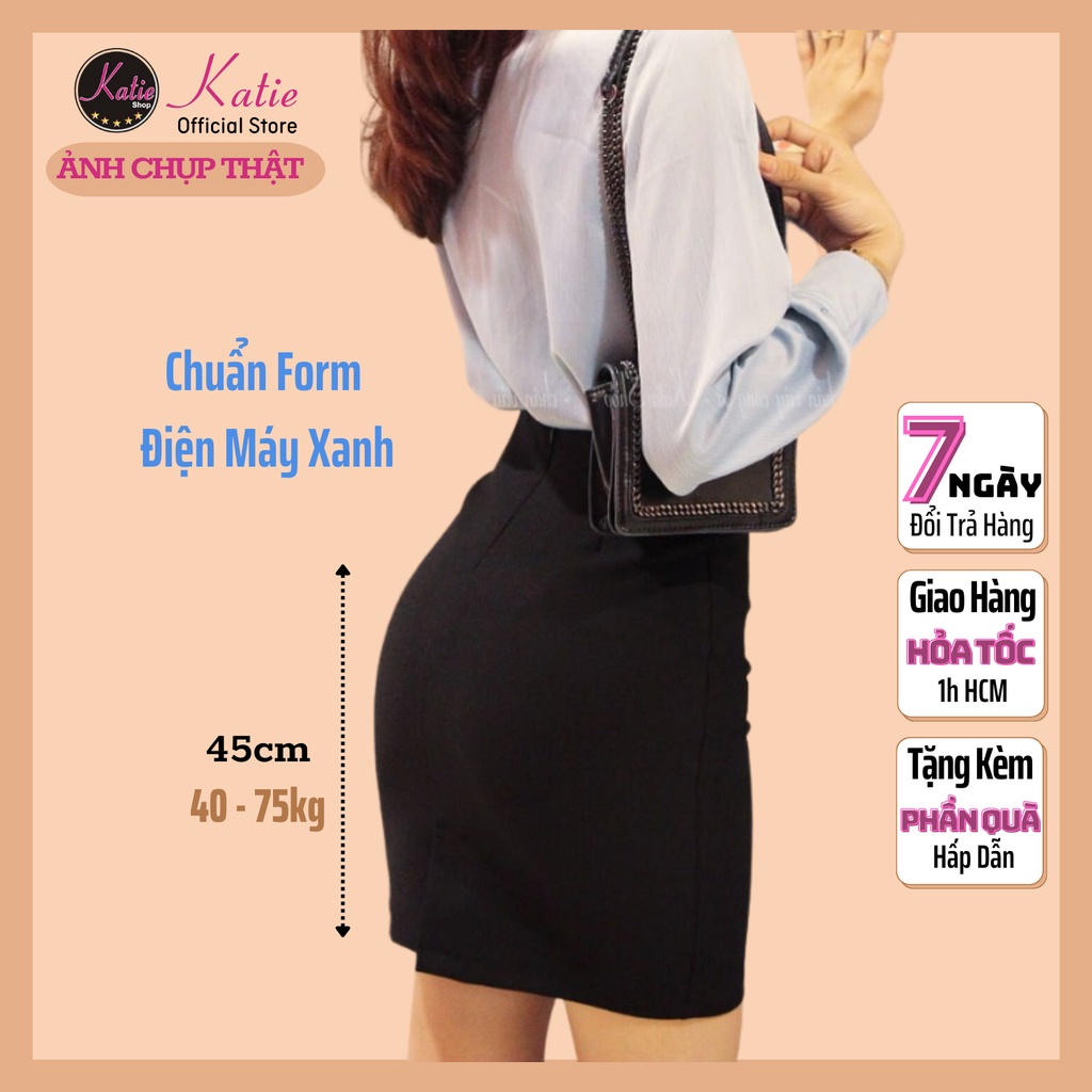 Chân Váy Công Sở Ngắn 45cm Katie Chân Váy Ôm Bigsize 40 Đến 80kg Chất Thun Hàn Cao Cấp Co Giãn Cv45cm