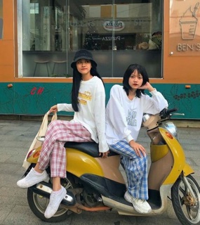 Quần kẻ đính cúc CH12