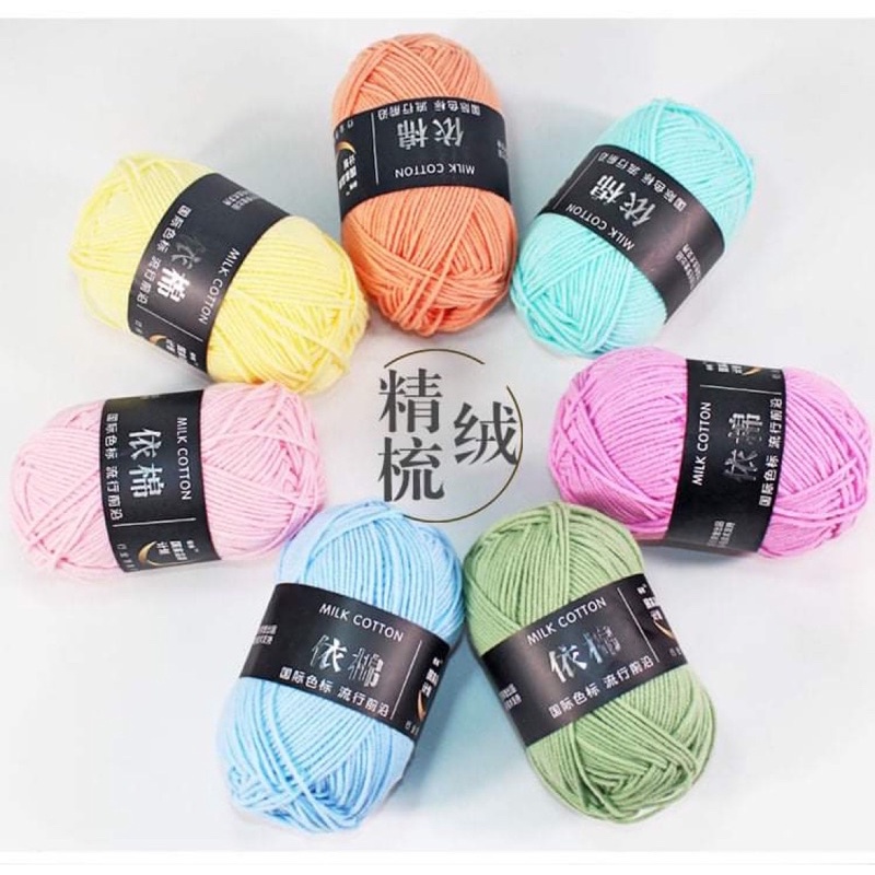 Len Milk Cotton 50Gr Mác Đen (Bảng Màu 20 - 70), Len Sợi Cotton Đan Móc Váy Áo, Móc Hoa - Shop Len Sợi Phụ Kiện