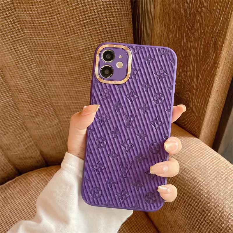 Ốp điện thoại in logo LV màu tím cho iphone 13 Pro Max i13 13pro 11 Pro Max i11 i7 i8 SE 7plus 8plus iX XS XR Xs MAX 12 12Pro 12 Pro Max