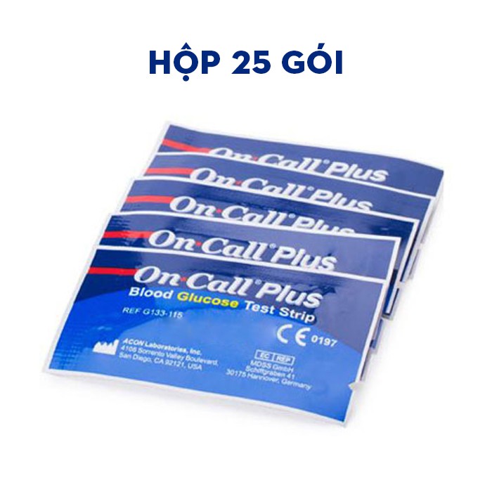 Que Thử Đường Huyết Acon On Call Plus (1 hộp 25 gói test rời)