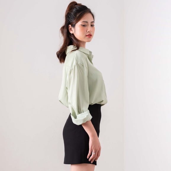 Áo Sơ Mi Nữ form rộng Polo Kiểu Màu Trắng đen hồng xanh đẹp dài tay ulzzang vintage hàn quốc cao cấp trơn Sota Shop