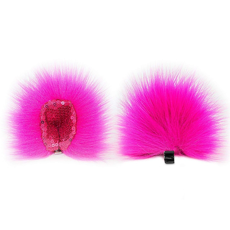 Kẹp Tóc Hình Tai Mèo Phối Lông Phong Cách Lolita Cho Nữ