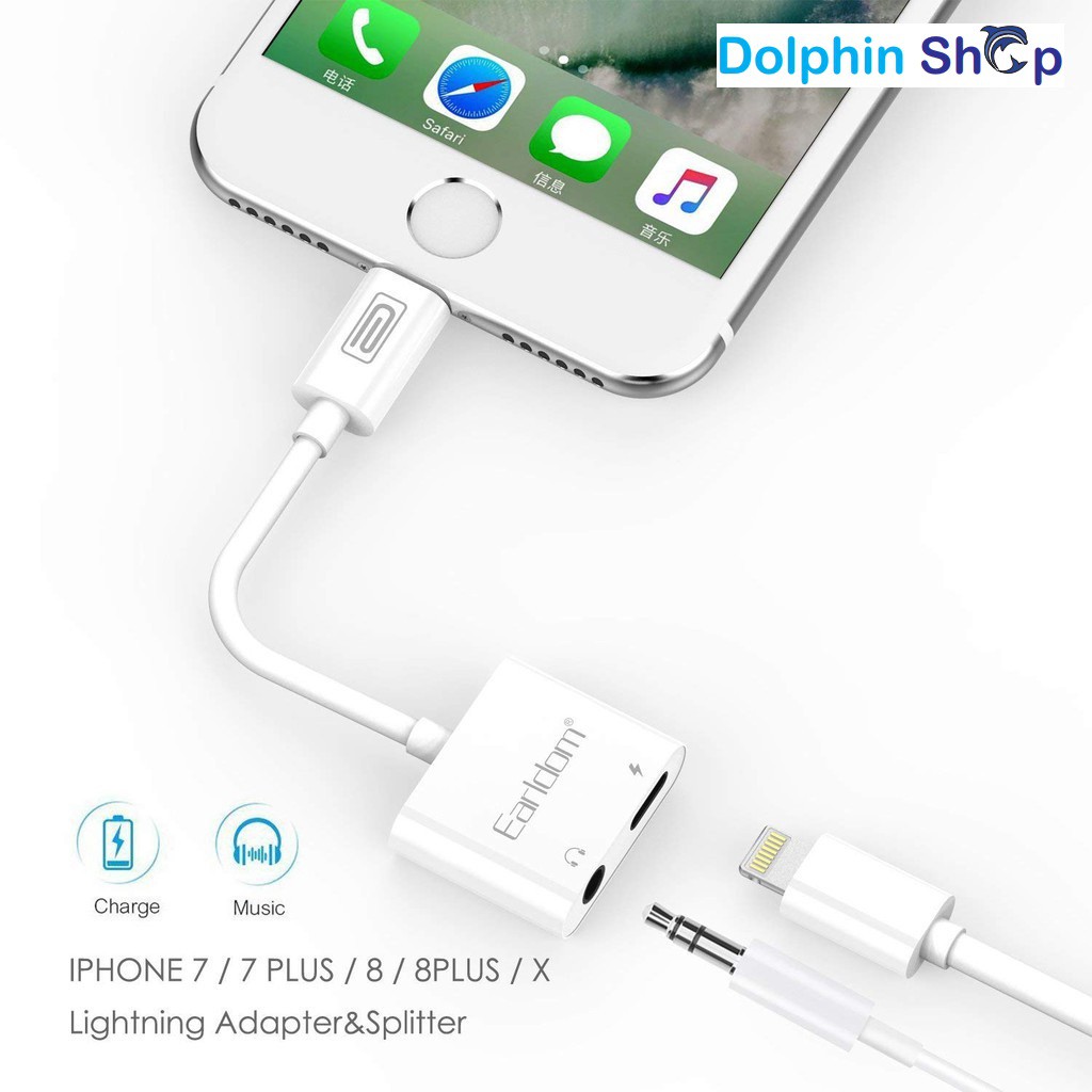 [Có Clip] Jack Chuyên Đổi Tai Nghe Iphone 7/7plus/8/8plus/X/11 Vừa Sạc Vừa Nghe Nhạc - Chính Hãng Earldom