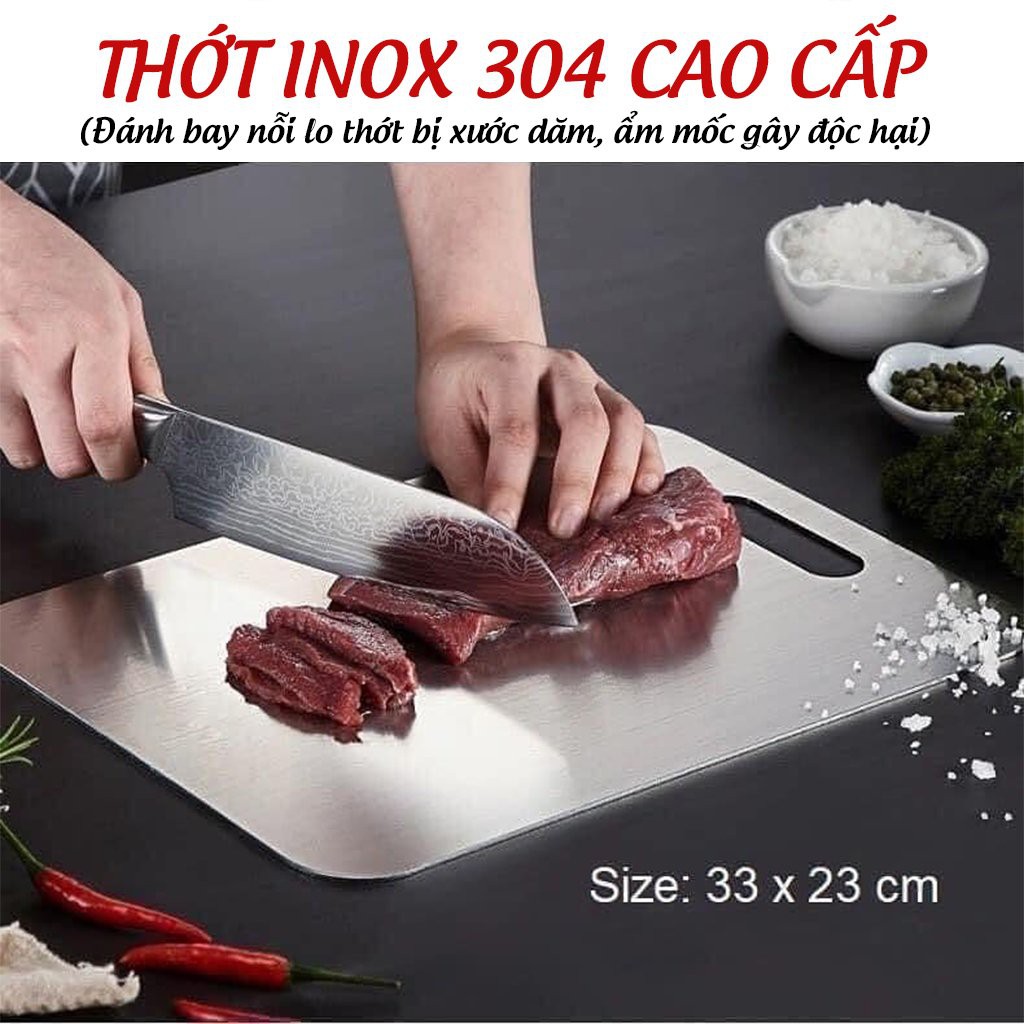 Thớt Inox 304 Kháng Khuẩn Cừờng Lực, Vệ Sinh Dễ Dàng, Chống Mốc