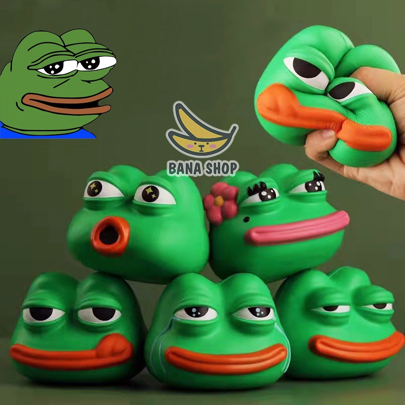 Cục bóp đồ chơi đàn hồi squishy xả stress ếch xanh pepe siêu bựa cho vozer vận động co giãn tay