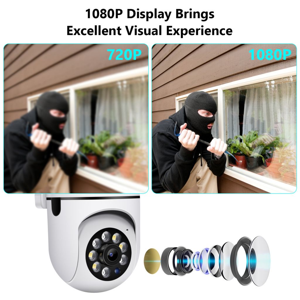 Camera Ip 2.4G/5G 1080P Không Dây Wifi Tầm Nhìn Ban Đêm Giám Sát An Ninh Phát Hiện Chuyển Động Pk A9 E27