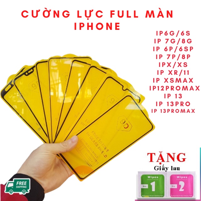 Kính cường lực iphone Full màn 9D iphone/6G/6S/7G/8G/7P/8P/6P/6SP/X/XS/XSMAX/11PROMAX/12PROMAX/13PROMAX/12PRO/12MINI NHẬ