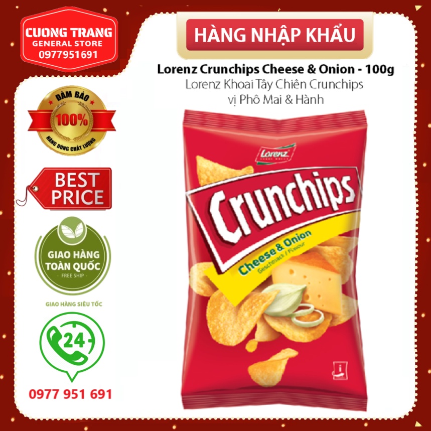 Lorenz khoai tây chiên Crunchips vị phô mai và hành 100g