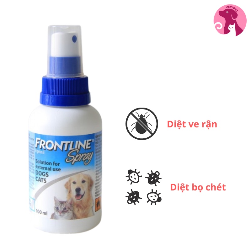 Frontline Spray - Xịt hết ve, rận, bọ chét cho chó, mèo (100ml)
