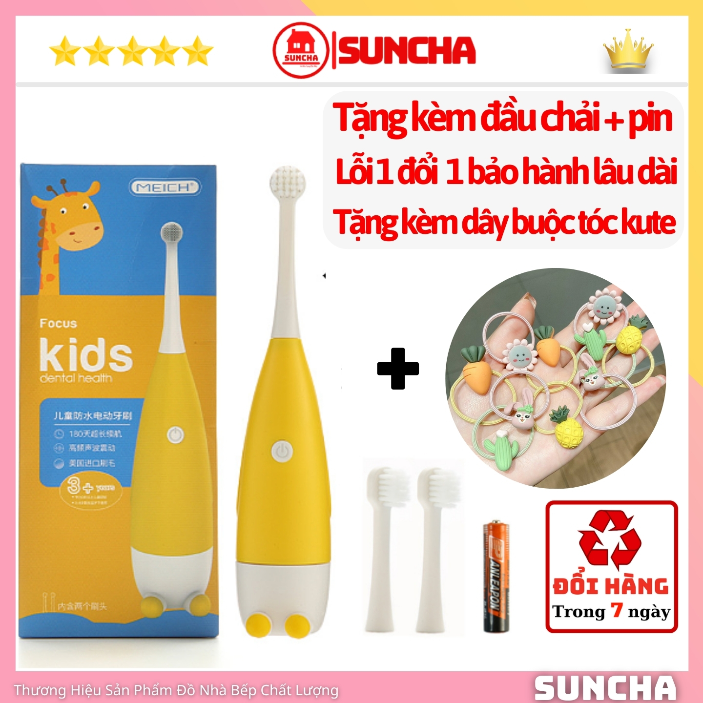 Bàn chải điện cho bé, máy đánh răng tự động giúp trẻ tự lập, đầu chải siêu mềm tốt cho lợi