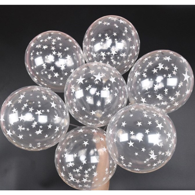 Bong Bóng Tròn Trong Suốt , In Happy Birthday Ngôi Sao Chấm Bi , Bong bóng Trang trí Sinh Nhật Tiệc Cướ Sự Kiện Ngày Lễ