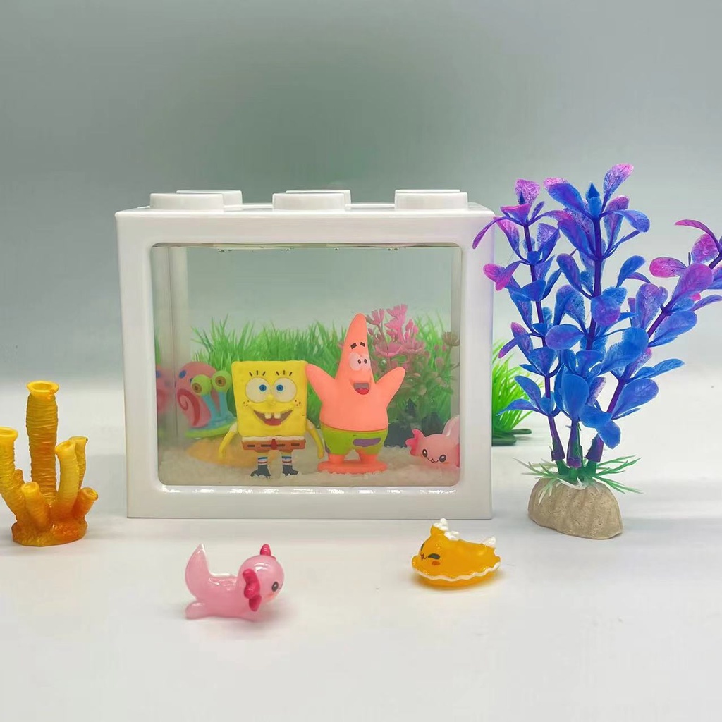 Bể Cá mini Hồ cá lego Bằng Trang Trí Hồ Cá Cảnh để bàn trang trí mini đáng yêu chất liệu PVC