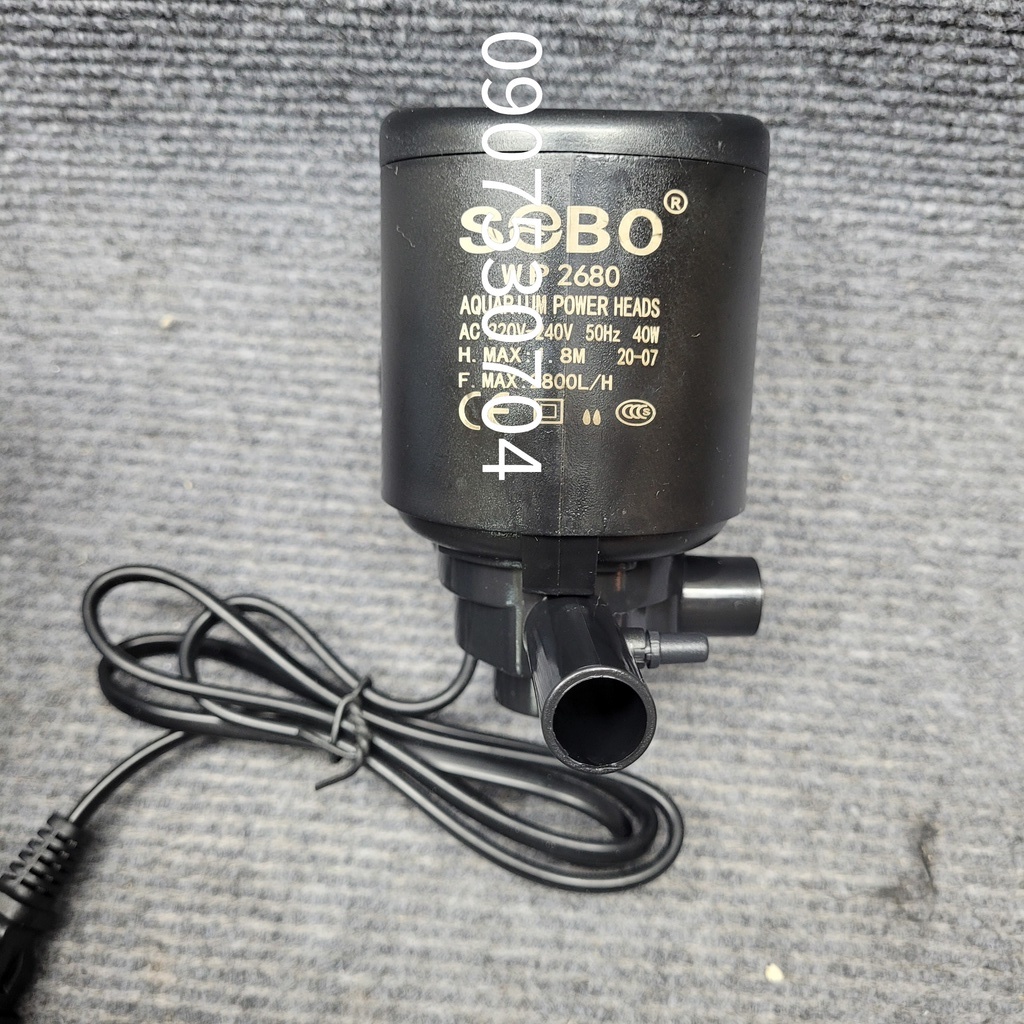 40W Máy bơm lọc nước hồ cá cảnh SOBO WP-2680 – Lưu lượng nước: 2800 L/H – Đẩy cao: 1.8 Mét