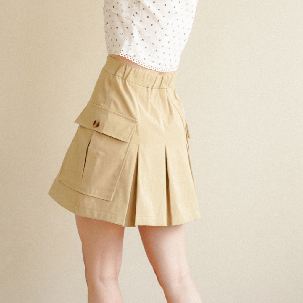 BLEUBIRD Chân váy kaki dáng A có lót quần Julia Skirt