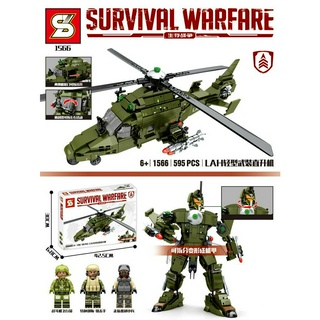 Đồ chơi Lắp ráp Mô hình Survival War LAH Máy bay trực thăng SY1566 Có thể chuyển đổi thành rô bốt