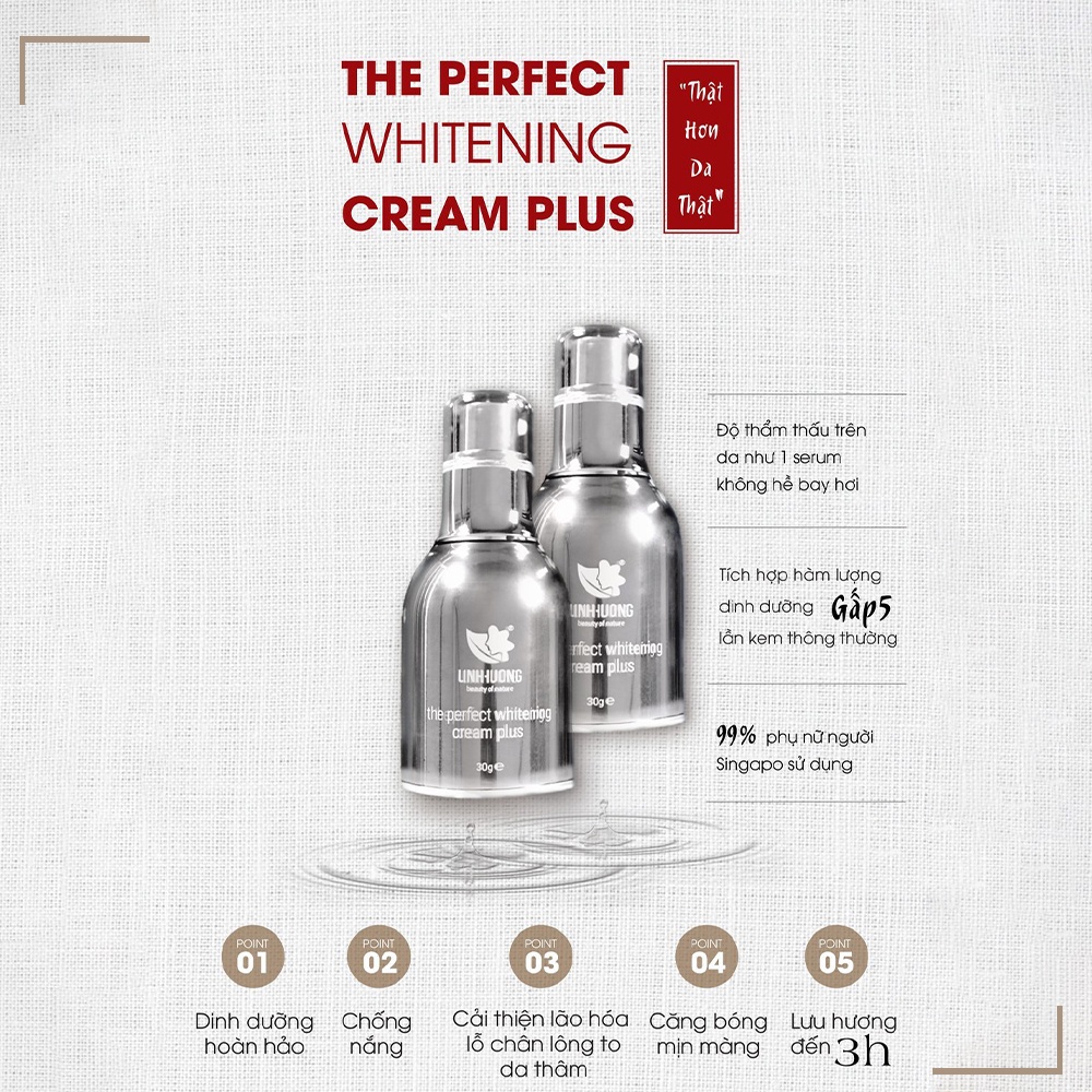 Kem sữa dưỡng trắng da mặt, cấp ẩm, ngừa lão hóa, cân bằng da Linh HươngTHE PERFECT WHITENING CREAM PLUS | BigBuy360 - bigbuy360.vn
