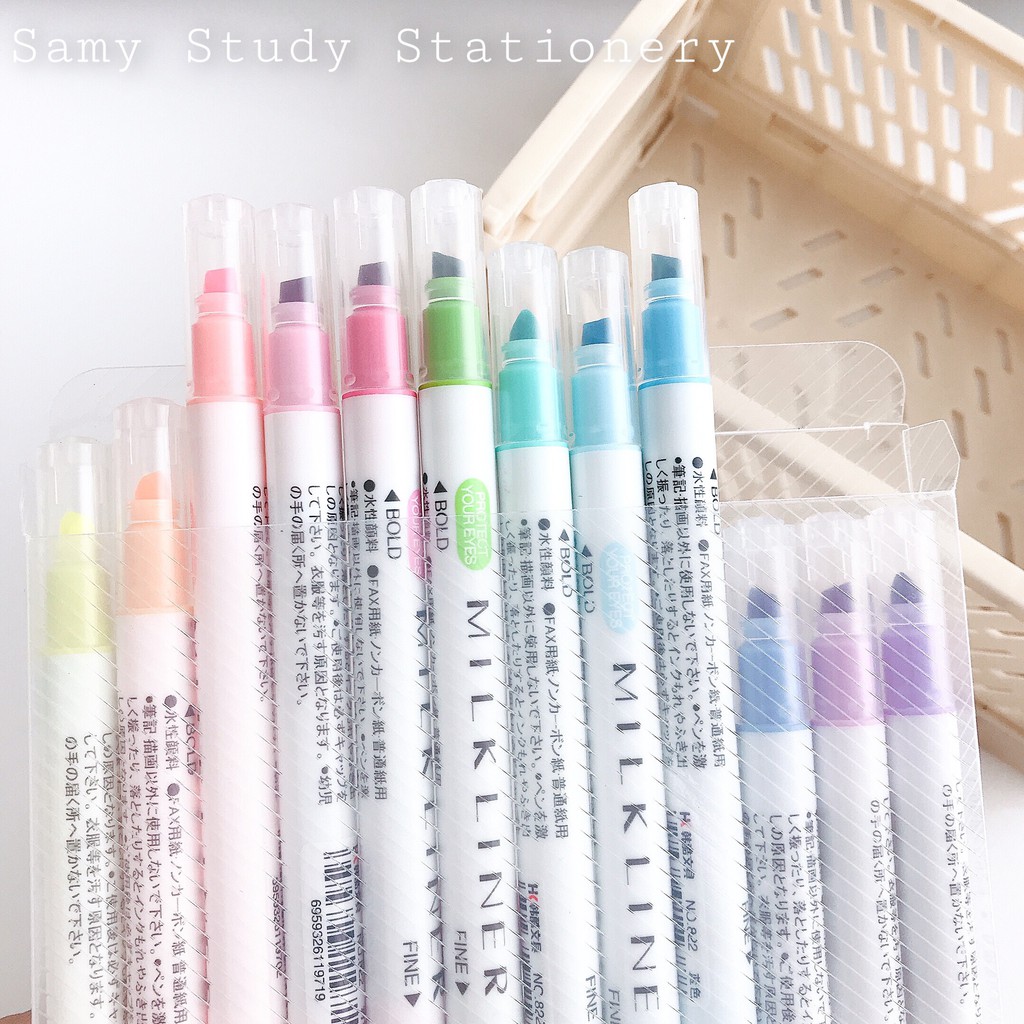 Bút Highlight set 12 cây Houkai bản dupe hoàn hảo Zebra Mildliner (Đọc mô tả) Bullet journal