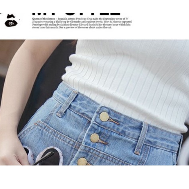 Xả Kho : Chân váy bò Jeans thiết kế lưng cao Denim giả váy trong có quần size to cá tính đóng cúc