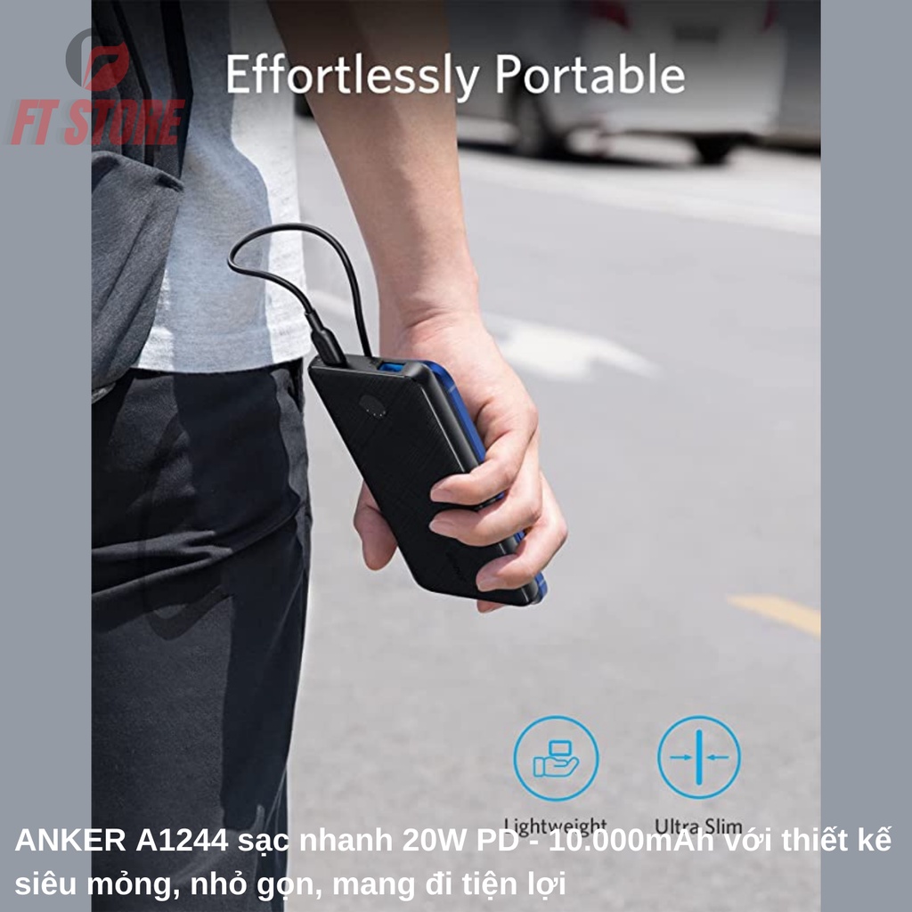 [GIAO HOẢ TỐC] Sạc Dự Phòng ANKER Sạc Nhanh PD 20W A1244 10000mAh dành cho điện thoại/tablet nhà táo BH12T