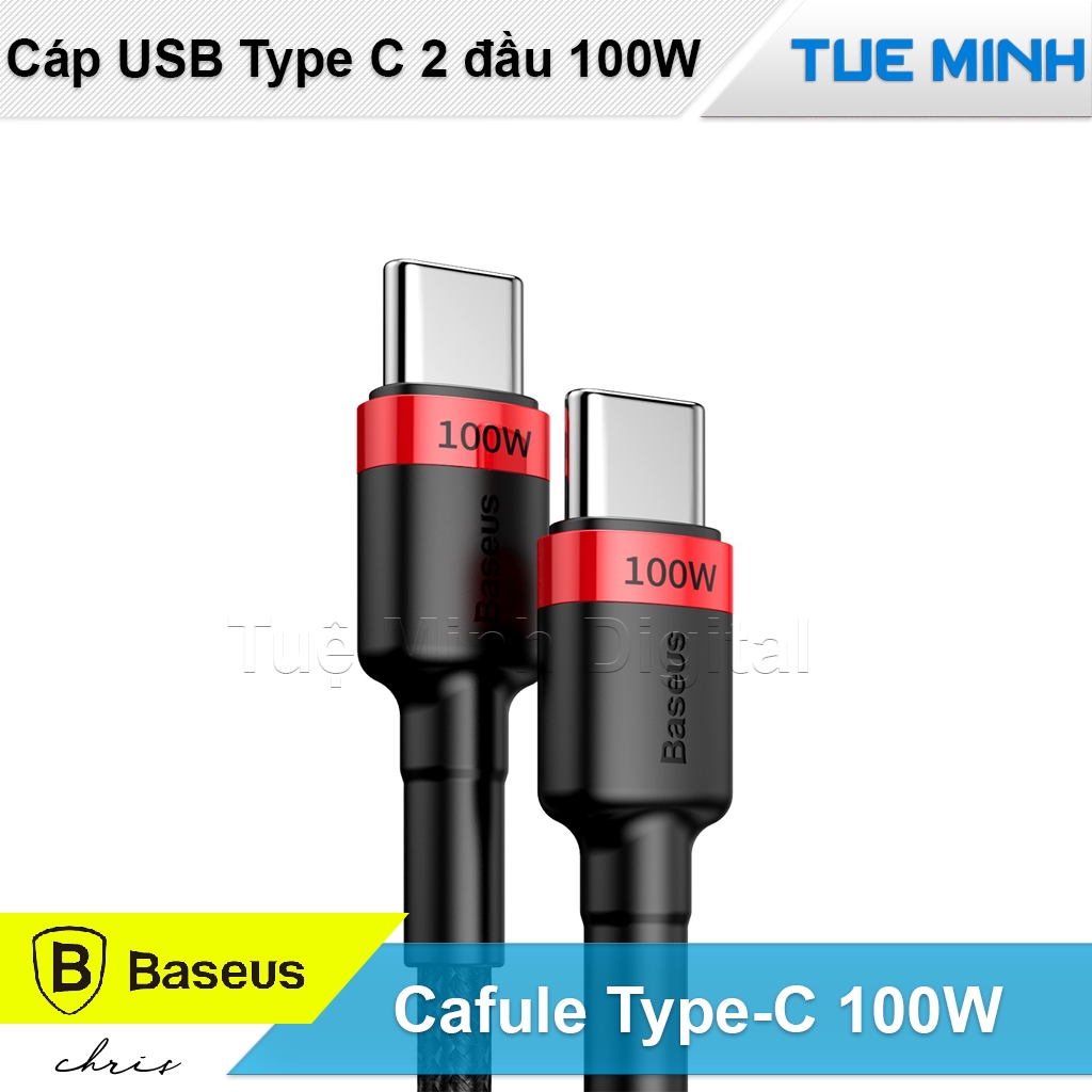 Cáp sạc nhanh USB Type-C to USB Type-C công suất 100W Baseus Cafule PD2.0 dùng cho iPad/ Macbook/ Laptop/ Smartphone