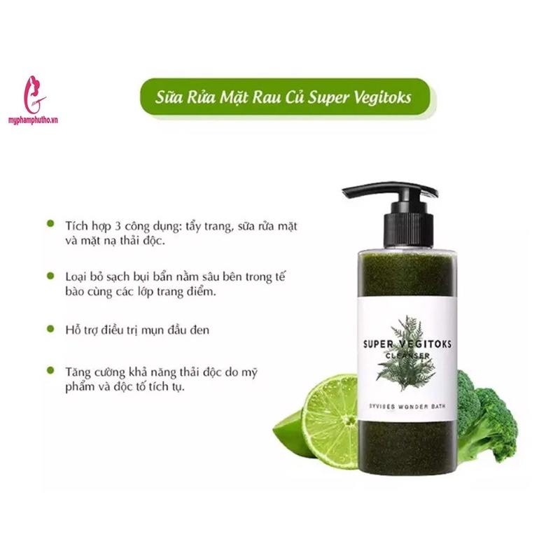 Sữa rửa mặt thải độc rau củ Super Vegitoks Cleanser 300ml