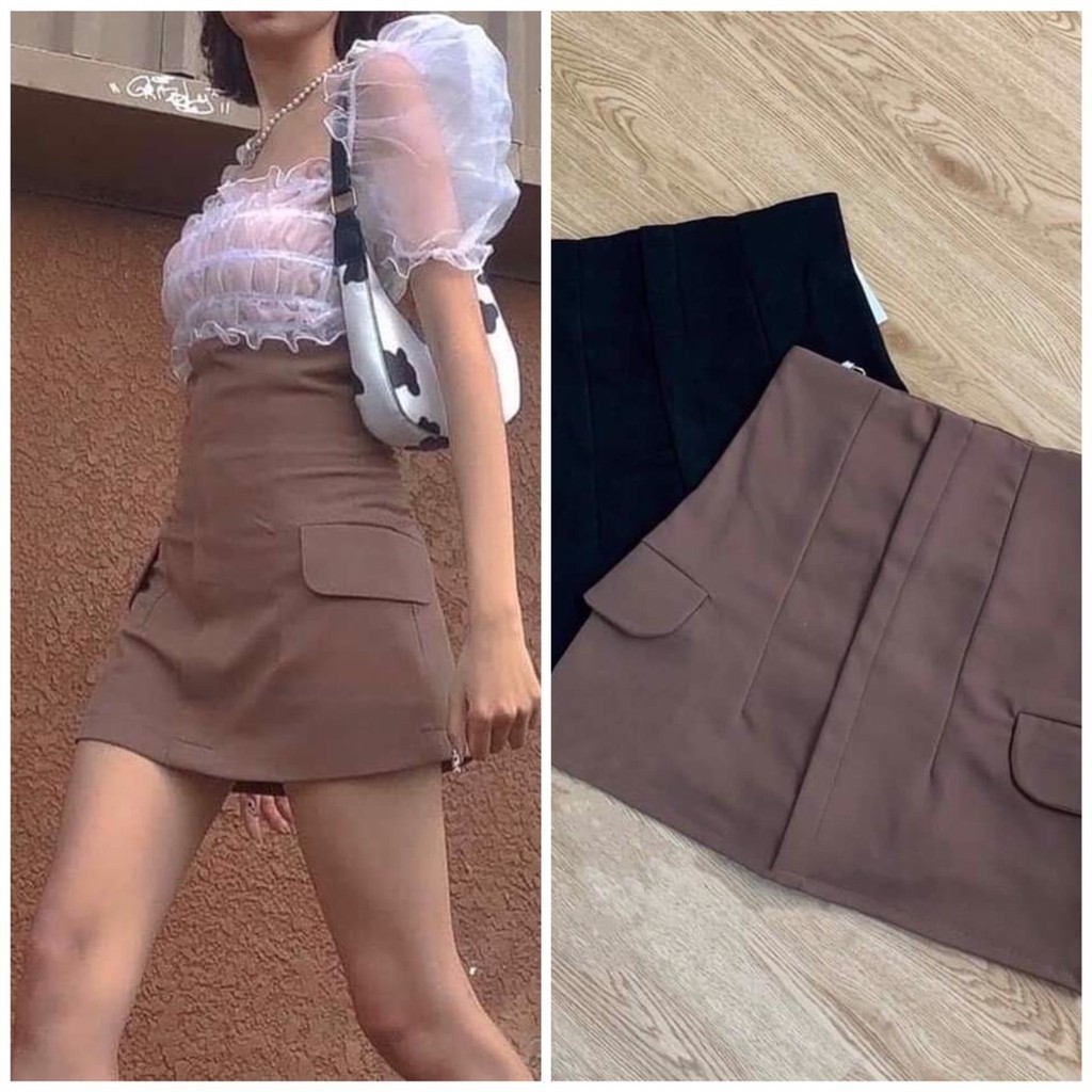 Chân Váy Nữ Cạp Cao Siêu Tôn Dáng Có Nắp Túi Khoe Eo Khoe Mông | BigBuy360 - bigbuy360.vn