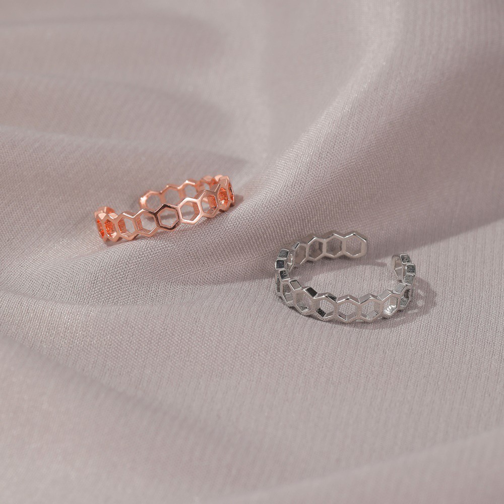 Nhẫn Thiết Kế Dạng Tổ Ong Phong Cách Hàn Quốc Xinh Xắn Cho Nữ